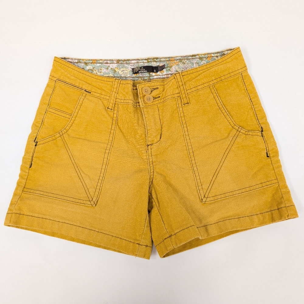 Prana Suki Mustard Yellow 5 Inch Corduroy Shorts Size 6 [137]